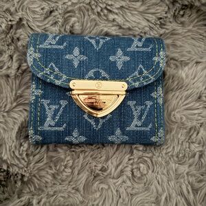 Denim Wallet with Gold-Tone Closure